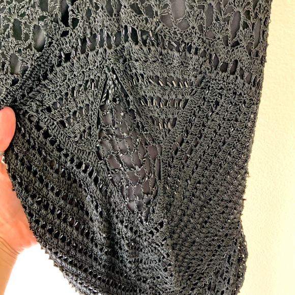 Y2K! Marisol Beaded Dress Black Lace Crochet Size Medium - Picture 3 of 16